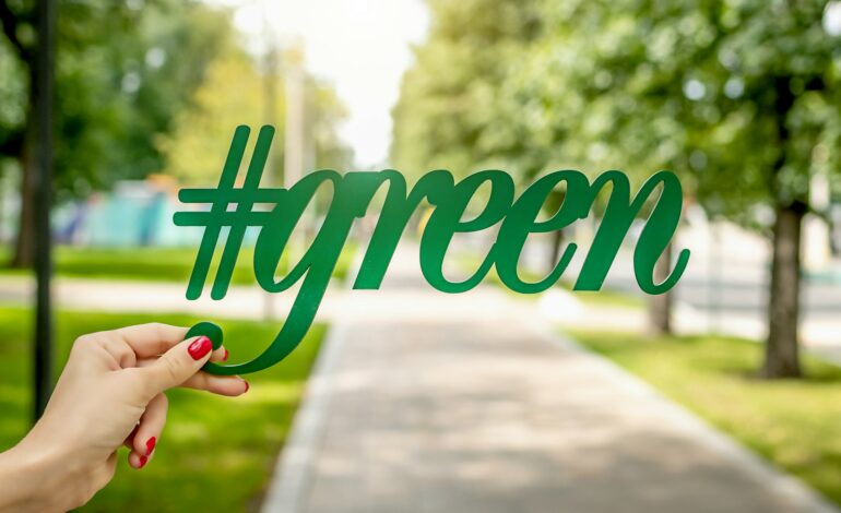 person holding green signage